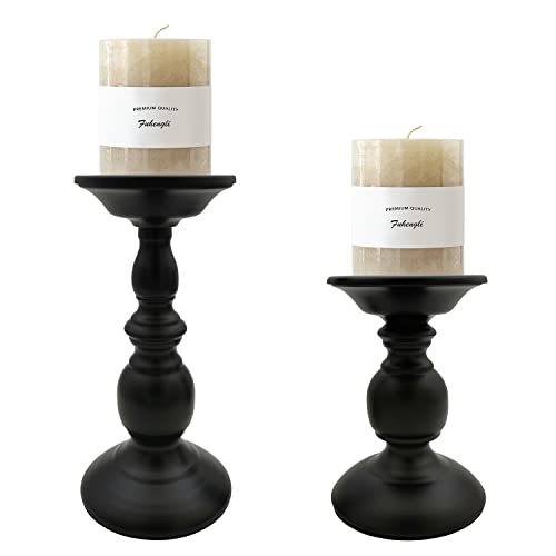 Fuhengli Pillar Candle Holders Stands Set of 2 Candle Holders for Pillar Candles Decorative Candlestick Holder for Fireplace Home Decor Dinning Party Wedding Matte Black 62 87 - Image 3