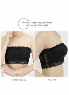 Y&D 3 Pcs Women Floral Lace Bandeau, Bra Tube Top, Stretchy Strapless Seamless Chest Wrap for Daily Favor  - Image 3