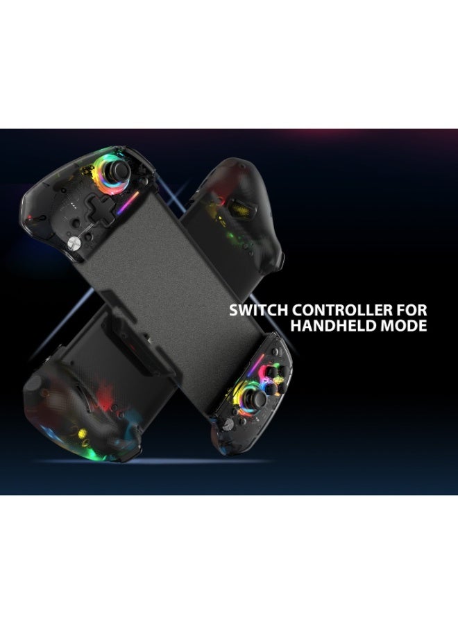 LinYuvo Classic Transparent Gamepad LinYuvo KS45 Game Controller Compatible for Switch, Switch OLED with Color RGB Light, Plug and Play, Hall Joystick, Six-Axis Gyroscope, Marco Programming, Rapid Fire, Adjustable Dual Vibration, Turbo Function, Split-Body Design - Image 4