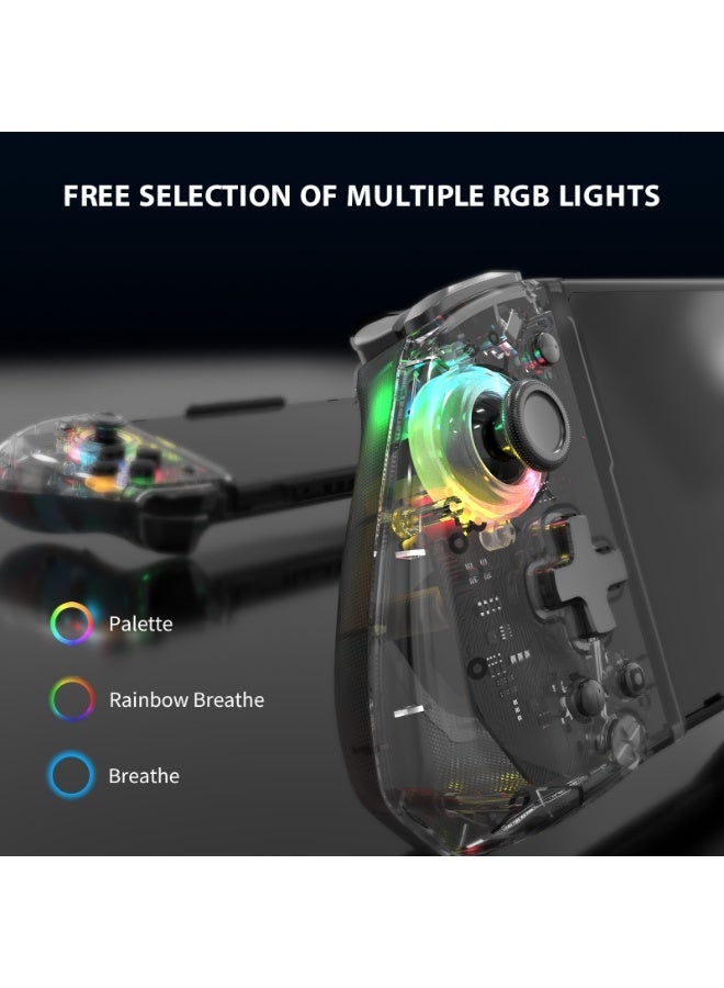 LinYuvo Classic Transparent Gamepad LinYuvo KS45 Game Controller Compatible for Switch, Switch OLED with Color RGB Light, Plug and Play, Hall Joystick, Six-Axis Gyroscope, Marco Programming, Rapid Fire, Adjustable Dual Vibration, Turbo Function, Split-Body Design - Image 5