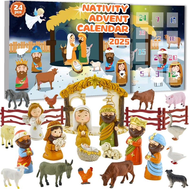 MADO Nativity Advent Calendar 2025 Nativity Set for Kids Christmas Advent Calendar for Kids Boys Girls Teens Toddler Children Christian Religious Advent Calendar Gifts Toy - Image 1