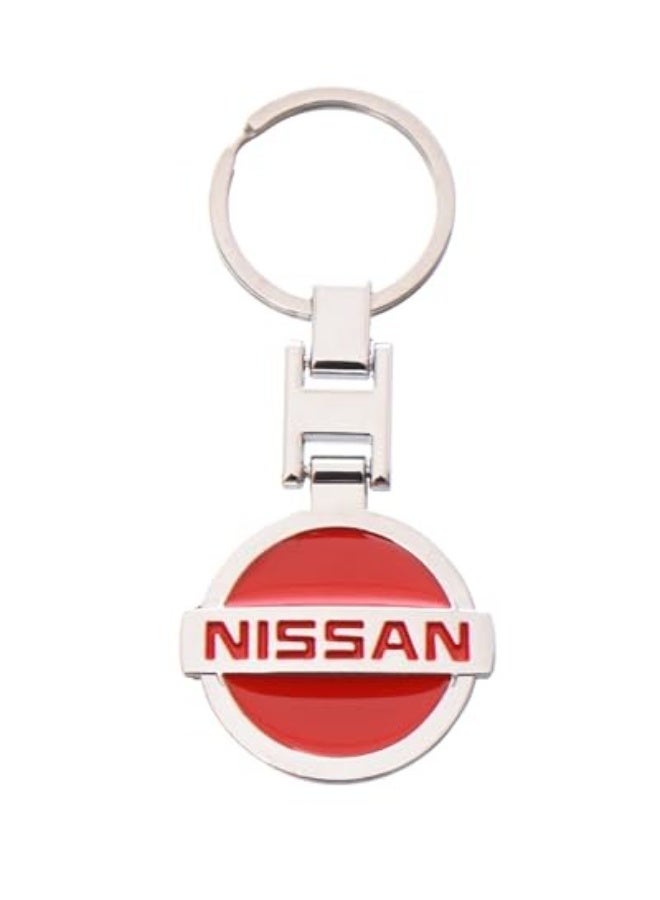Nickel-Plated Nissan Metal Keychain with Double-Sided Logo - Image 1