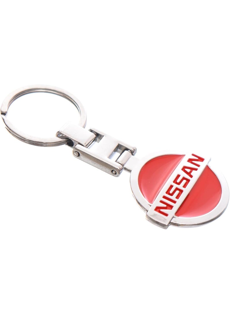 Nickel-Plated Nissan Metal Keychain with Double-Sided Logo - Image 3