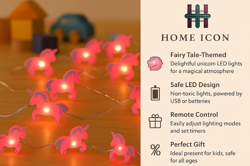 Home Icon أضواء الجنية وحيد القرن من HOME ICON - 2 متر، 20 مصباح LED يعمل بالبطارية لتزيين الأماكن الداخلية والخارجية - Image 5
