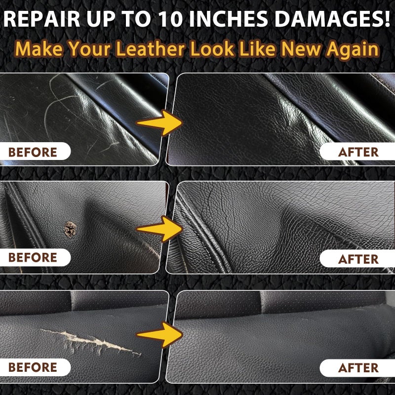Vigorder Black Leather Repair Kit Car Interior, Vinyl Repair Kit for Furniture, Sofa, Jacket, Purse â€“ Super Easy Instructions to Fix Scratches, Tears, Holes, and Peeling - Image 3