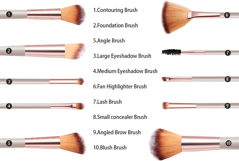 TTRWIN Make up Brushes, 18 Pcs Professional Makeup Brush Set Synthetic Kabuki Face Blush Lip Eyeshadow Eyeliner Foundation Powder Cosmetic Brushes Kit with PU Leather Bag Beige - Image 3