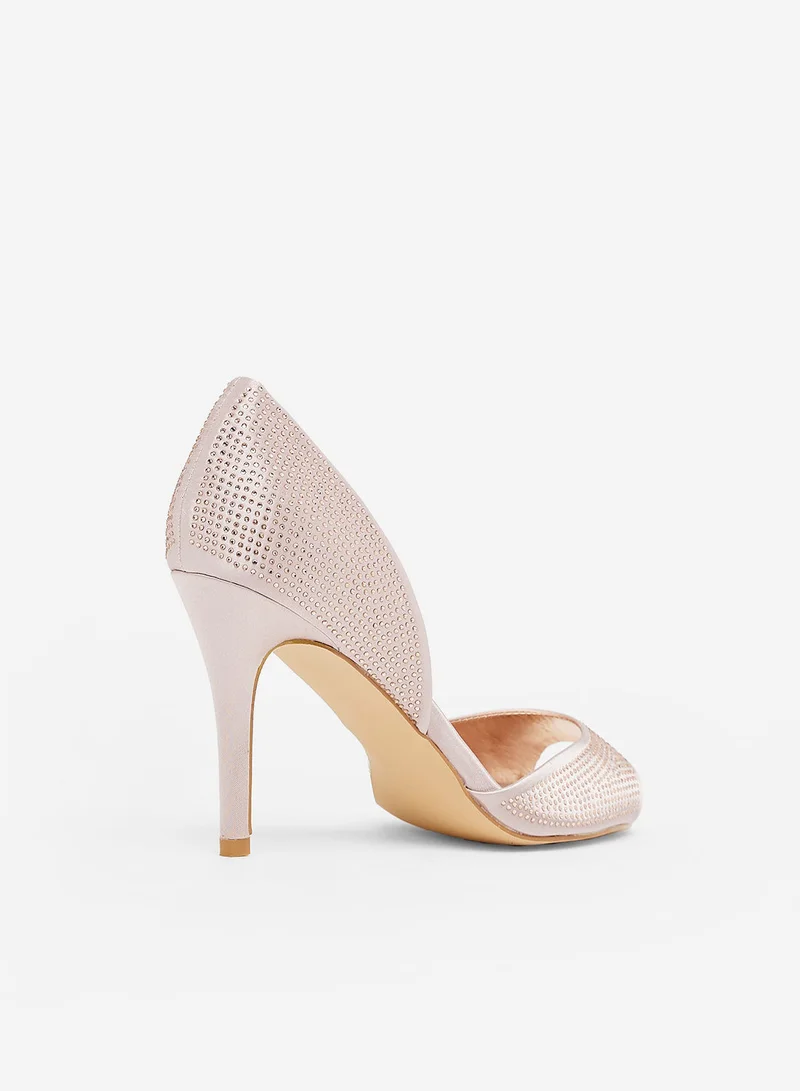 Anne Michelle Embellished Peep Toe Heels