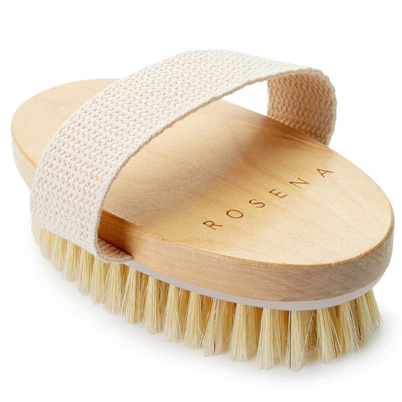 rosena Dry Brushing Body Brush  Best for Exfoliating Dry Skin Lymphatic Drainage and Cellulite Treatment  Organic Spa Exfoliator and Massage Scrub Brush with Natural Boar Bristles Oval - Image 2