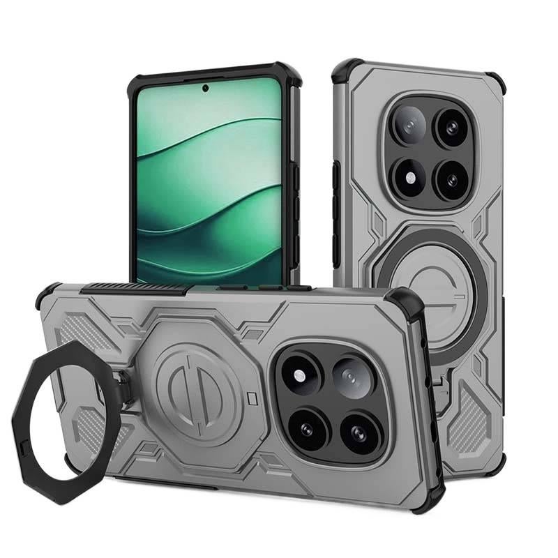 MS غطاء MagSafe بTPU+PC لـ Redmi Note 14 مع حماية من السقوط وحامل قابل للطي مع مقاوم للصدمات مع مغناطيس قوي باللون رمادي مغناطيسي بوظيفة حامل من مادة TPU باللون الأحمر باللون الرمادي - Image 3