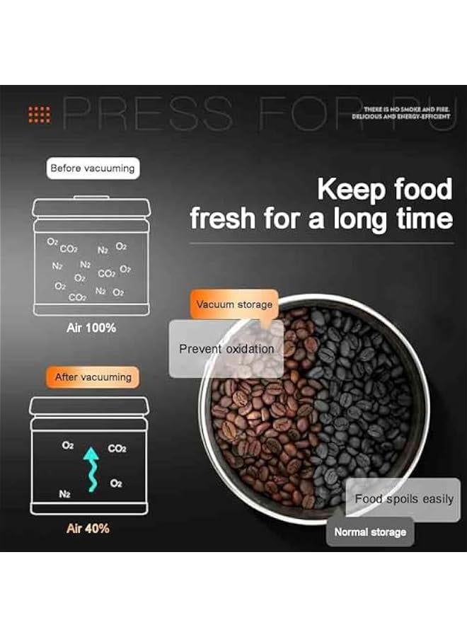 ميكسد وعاء القهوة ، غير القابل للصدأ وعاء من الصلب مع مضخة فراغ ، وعاء القهوة مختومة حاوية التخزين ، وعاء القهوة مختومة ، وعاء القهوة ( 750ml ) - Image 4