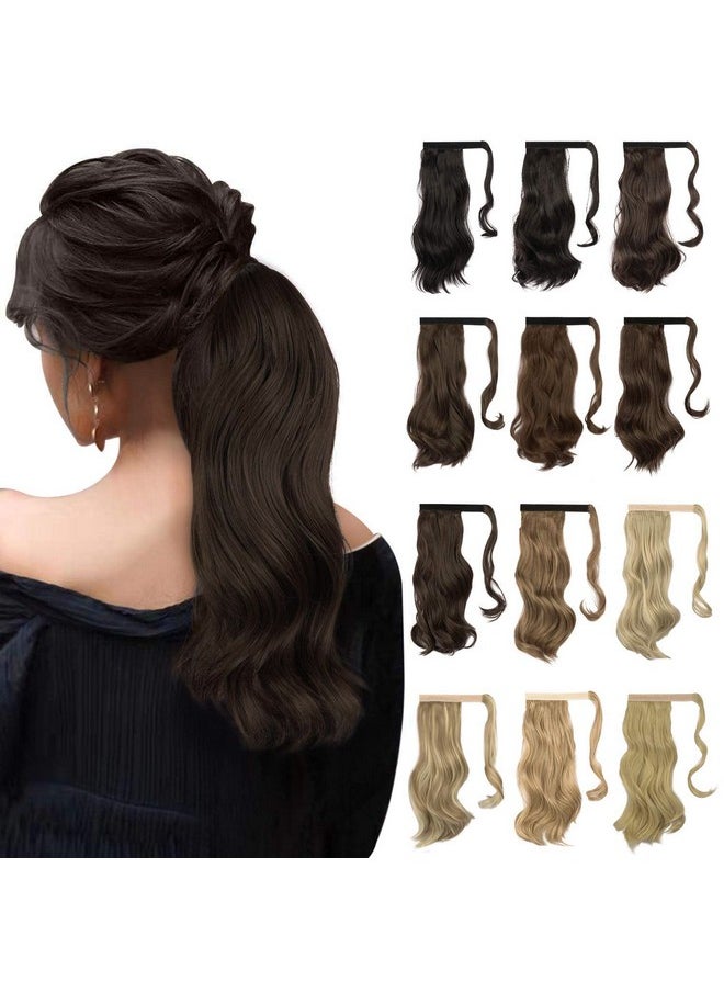 SOFEIYAN Curly Ponytail Extension 15 Inch Heat Resistant Synthetic Natural Wavy Hairpiece Wrap Around Pony Tail Hair Extensions For White Black Women Hair Piece Chocolate Brown  - Image 1