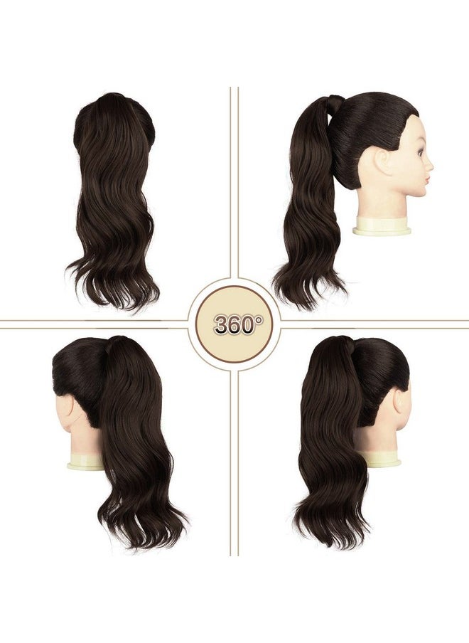 SOFEIYAN Curly Ponytail Extension 15 Inch Heat Resistant Synthetic Natural Wavy Hairpiece Wrap Around Pony Tail Hair Extensions For White Black Women Hair Piece Chocolate Brown  - Image 3