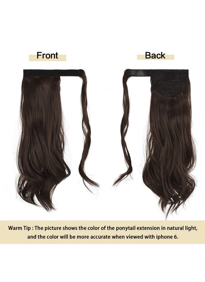SOFEIYAN Curly Ponytail Extension 15 Inch Heat Resistant Synthetic Natural Wavy Hairpiece Wrap Around Pony Tail Hair Extensions For White Black Women Hair Piece Chocolate Brown  - Image 2