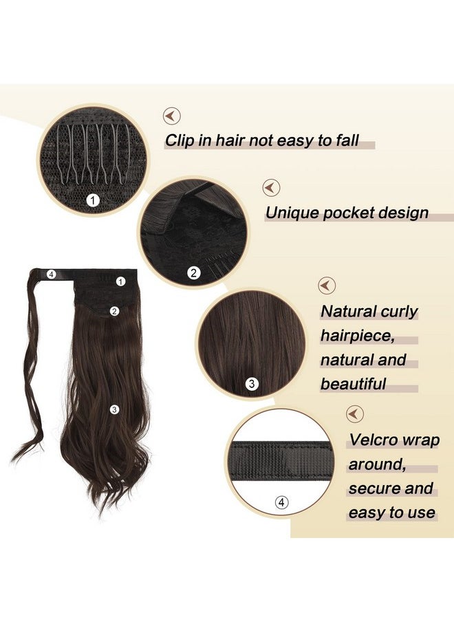 SOFEIYAN Curly Ponytail Extension 15 Inch Heat Resistant Synthetic Natural Wavy Hairpiece Wrap Around Pony Tail Hair Extensions For White Black Women Hair Piece Chocolate Brown  - Image 5