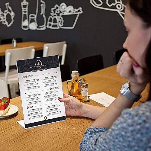 Shuban Acrylic Sign Holder 6 x 9 Inches Vertical, Desktop Slant Back Acrylic Sign Holder and Plastic L Shape Paper Display Stand for Restaurants, Office Desktop, Market, Library, Store, Pack of 10 - Image 5