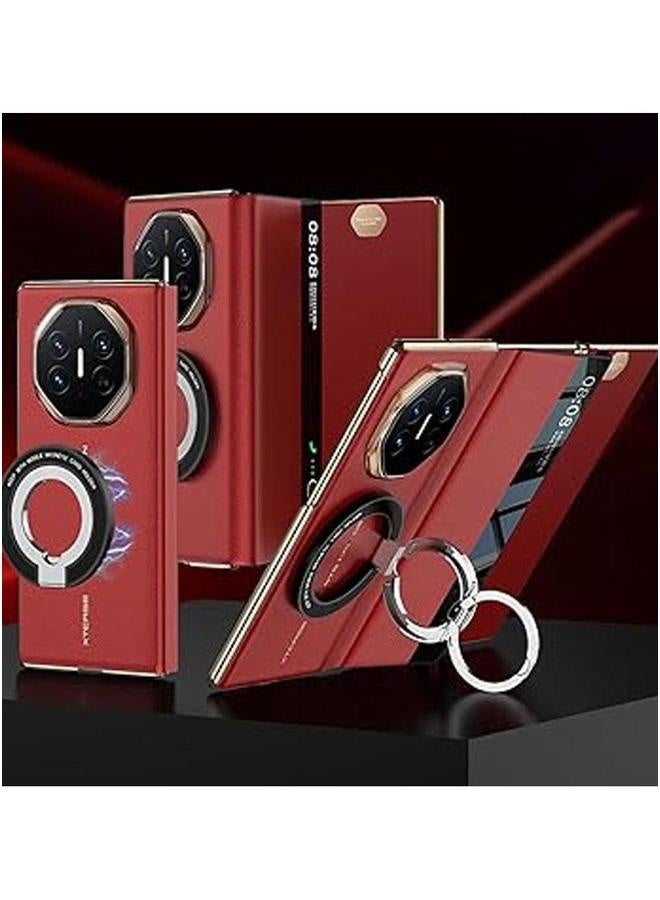 Flap Leather Case Compatible with Huawei Mate XT Ultimate Design, 【Compatible Mag-Safe】【Clear View Window】 Foldable Ring Stand Phone for - Image 1