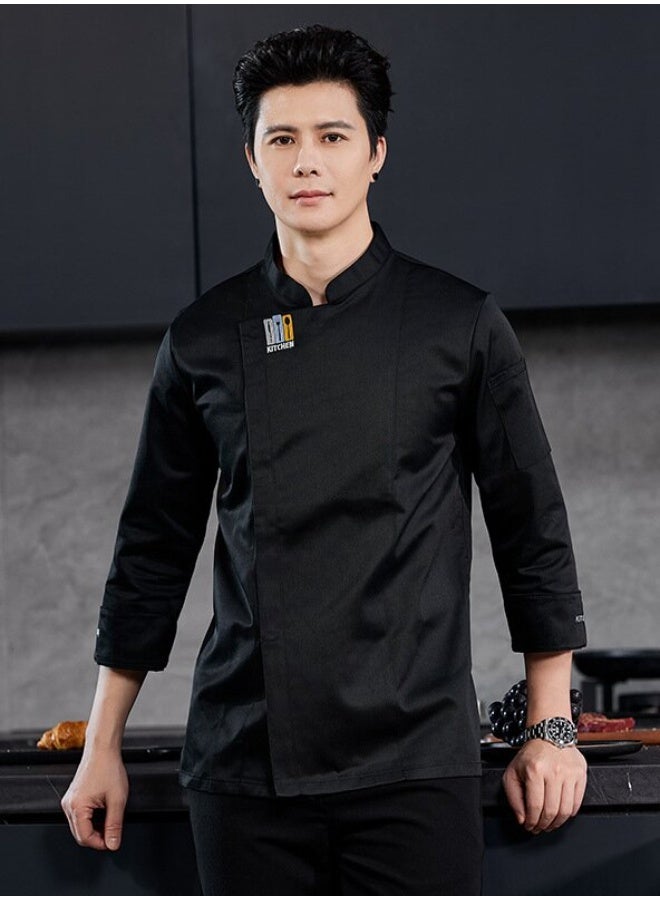 NIBEMINENT Side Buckle Chef Overalls Autumn and Winter Cargo  Hotel Restaurant Ding Room Canteen Chef Kitchen Dining Men's and Women's - Image 1
