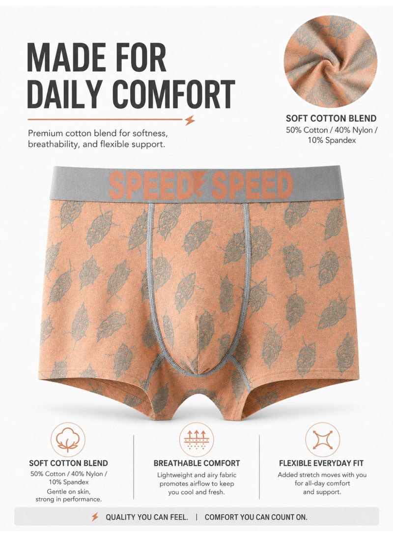 سروال بوكسر رجالي عبوة من 4 قطع خليط القطن والنايلون بدون درزات بتصميم مزدوج اللون عالي التهوية مضاد للبكتيريا مضاد للعرق لا يلتف ناعم ومرن جيب أمامي مريح للاستخدام اليومي - Image 3