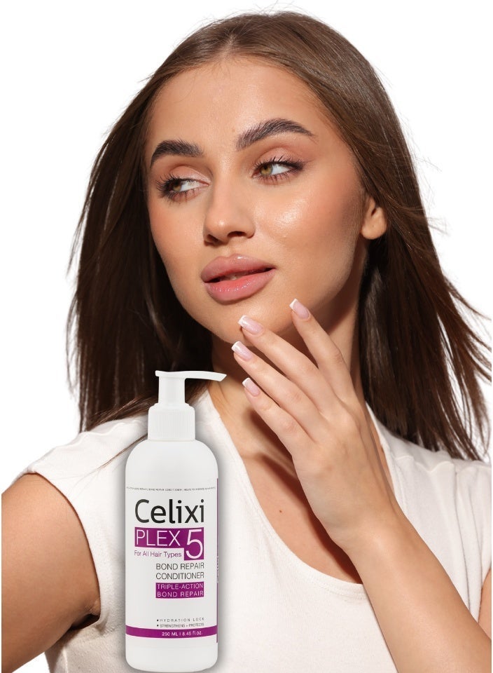 Celixi® Plex 5, USA – Bond Repair & Strengthening Conditioner for Damaged Hair – 250 ml - rebuilds bonds - improves flexibility - moisture boost - softness & breakage prevention - Image 2