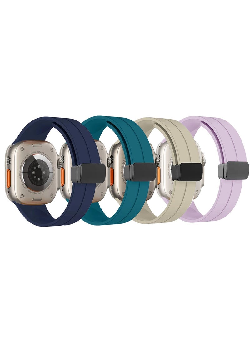 Mi techo - Mi Techo Magnetic Buckle Silicone Watch Strap Band Compatible With Ultra Ultra 2 Series 9 Series 8 Series 7 Series 6 Smart Watches Pack Of 4 - Image 1