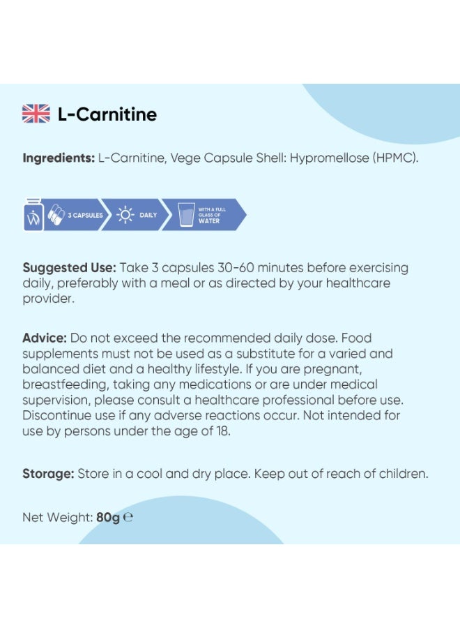 WeightWorld L-Carnitine 2000 mg • 120 Capsules • Energy Metabolism Support • Fat Burning Support • Workout Performance • Endurance Boost • Daily Supplement - Image 5