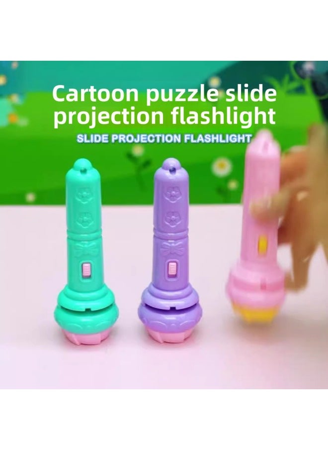 Generic - Children's Flashlight Projection Luminous Toys Early Education Cognitive Cartoon Fun Boys And Girls Stall Gifts Cross-border-Color:Bear Projection Flashlight-pink 24 Pictures [color Box] - Image 1