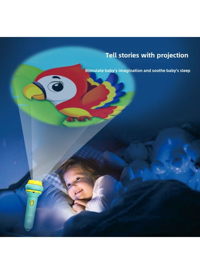 Generic - Children's Flashlight Projection Luminous Toys Early Education Cognitive Cartoon Fun Boys And Girls Stall Gifts Cross-border-Color:Bear Projection Flashlight-pink 24 Pictures [color Box] - Image 1