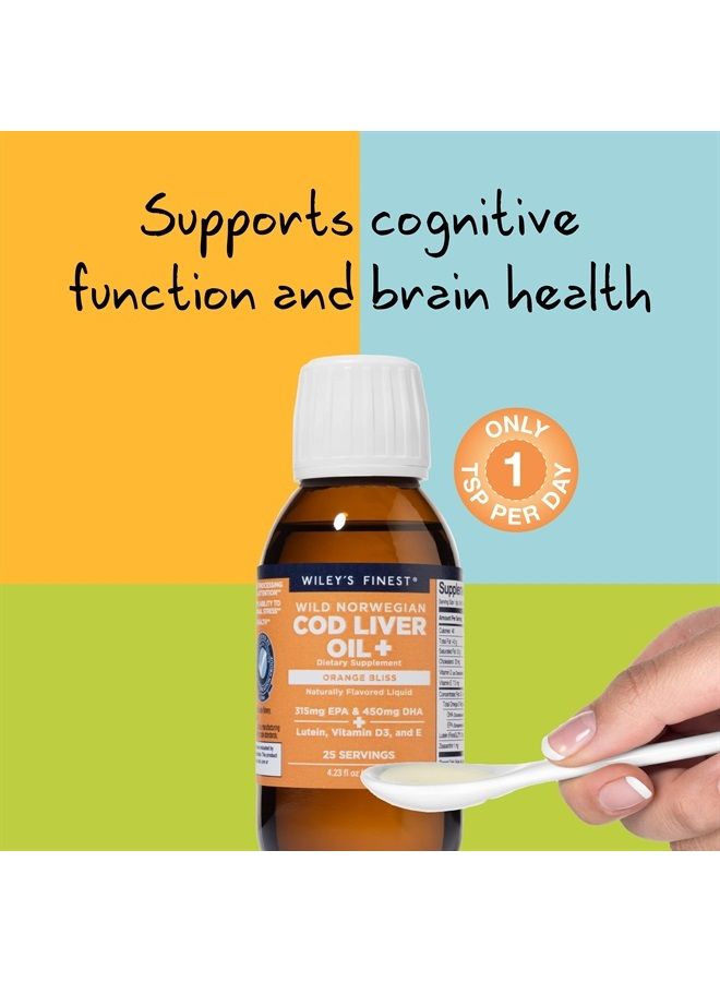 Wild Alaskan Fish Oil Cod Liver Oil - Orange Flavored Omega-3 Fish Oil Supplement - 755mg Omega-3s - 4.23 Oz (25 Servings)