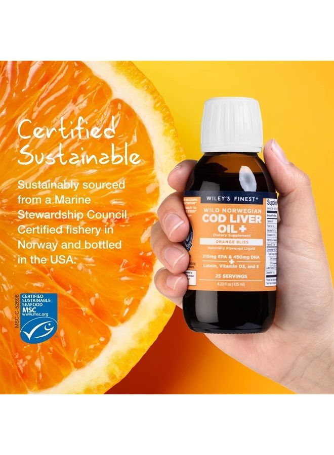 Wild Alaskan Fish Oil Cod Liver Oil - Orange Flavored Omega-3 Fish Oil Supplement - 755mg Omega-3s - 4.23 Oz (25 Servings)