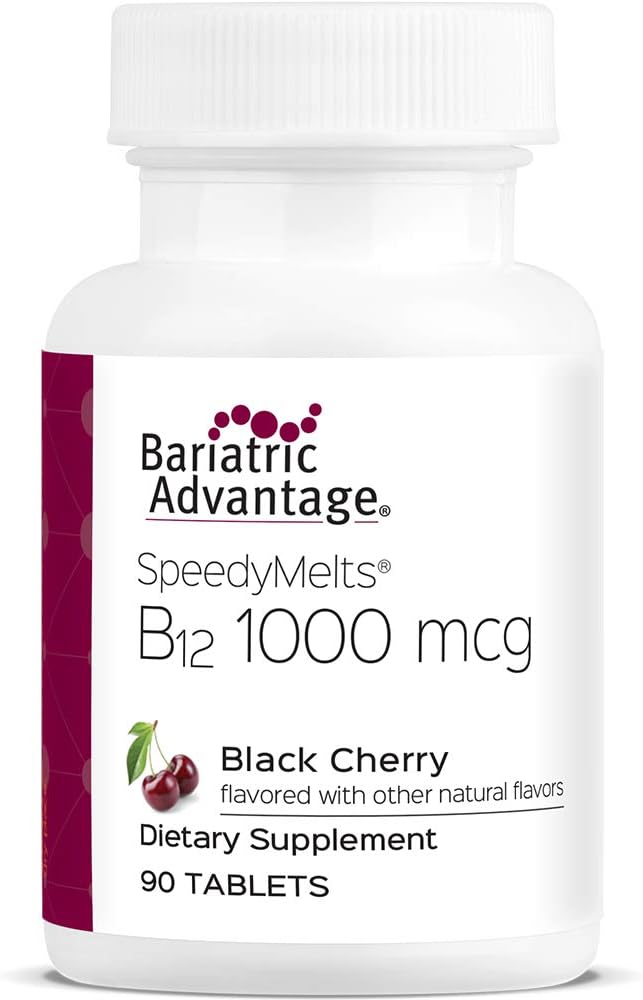 Bariatric Advantage B12 Speedy Melts Vitamin B12 1000 mcg Supplement Fast Melting with 200 mcg of Folic Acid for Nutritional Support  Black Cherry 90 Count - Image 1