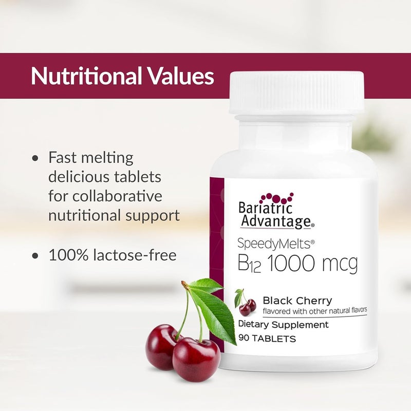 Bariatric Advantage B12 Speedy Melts Vitamin B12 1000 mcg Supplement Fast Melting with 200 mcg of Folic Acid for Nutritional Support  Black Cherry 90 Count - Image 5