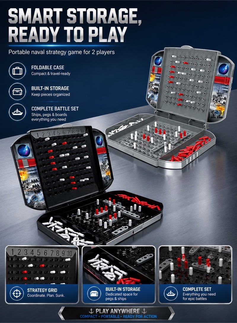 Saudi Select Battlevessel Grab and Go Game (Travel Size)， Strategy Board Game For Famalies & Kids Ages 7 and Up, Fun Board Game For 2 Players - Image 2