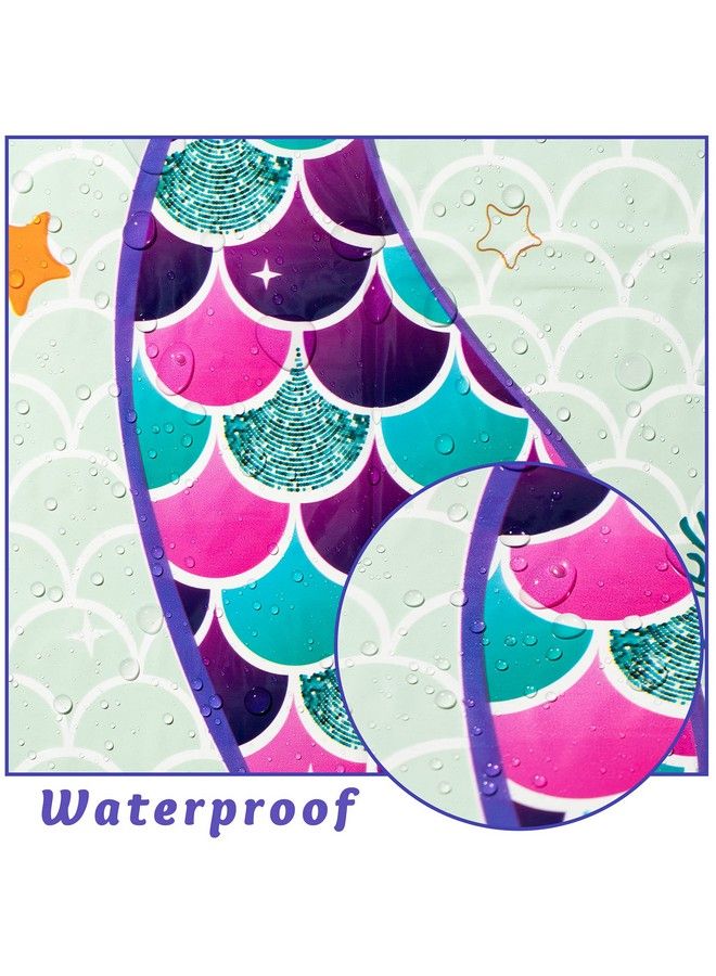 MALLMALL6 3Pcs Mermaid Table Cover Set Birthday Party Supply Waterproof Fairy Tale Theme Decorate Tablecloth Large Plastic Rectangular Mermaids Tail Design Kitchen Decoration For Baby Shower Picnic - Image 4