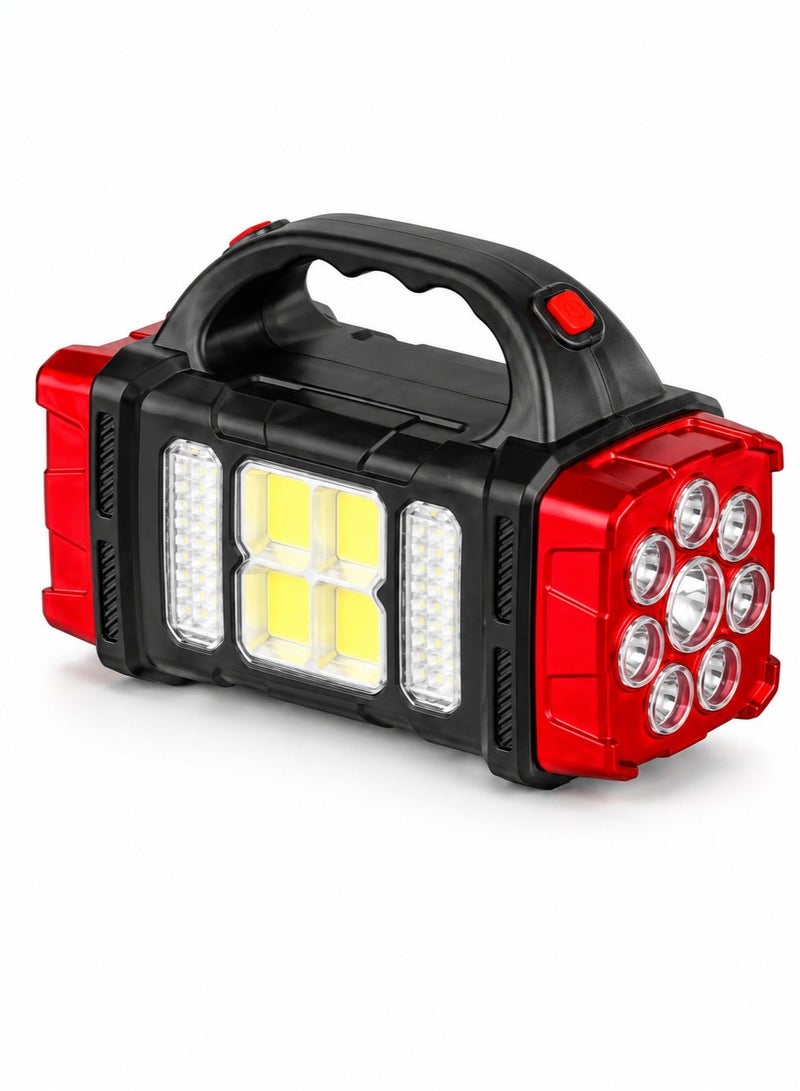 هيري بولت مصباح LED شمسي متعدد الوظائف بقدرة 38 واط HB-1678، قابل لإعادة الشحن، مصباح طوارئ مزود بمنفذ USB، وضعان للإضاءة: أبيض وأصفر، مصباح يدوي LED+COB، مقاوم للماء بمعيار IP44، مصباح محمول للتخييم والأنشطة الخارجية والاستخدام المنزلي، بطارية بسعة 2400 مللي أمبير - Image 1