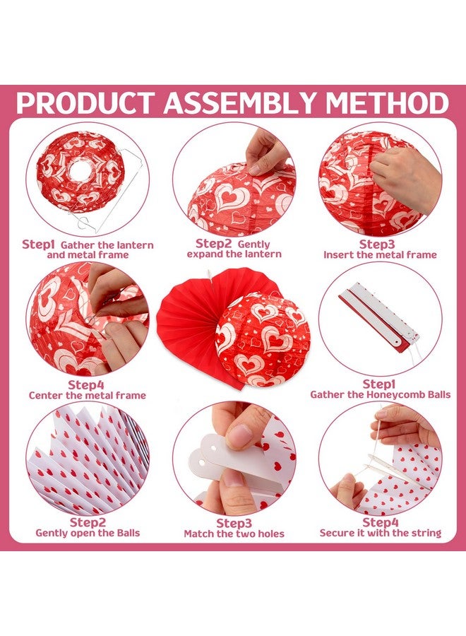 Raiten 18 Pcs Hanging Decorations Kit Hanging Paper Lanterns Honeycomb Ball Paper Fans For Holiday Decoration Party Supplies - Image 3