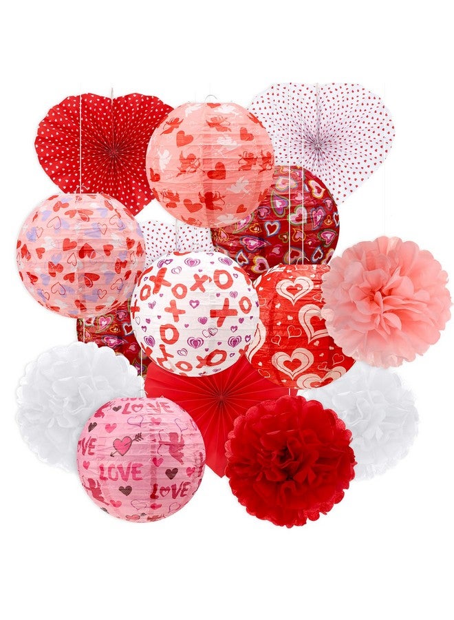 Raiten 18 Pcs Hanging Decorations Kit Hanging Paper Lanterns Honeycomb Ball Paper Fans For Holiday Decoration Party Supplies - Image 1