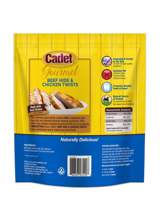 Cadet Cadet Gourmet 5-Inch Beef Hide Twist Chew Sticks, Long-Lasting and Natural Rawhide Chews for Dogs, Inspected & Tested in USA, Chicken Flavor, 50 Count  - Image 5