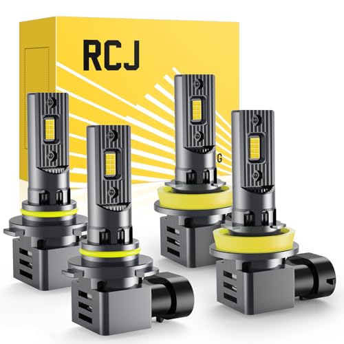 RCJ H11 9005 LED Bulbs Combo, 9005/HB3 H11/H9/H8 Bulbs 200W 60000LM Super Bright 6000K Cool White Fog Lights, Plug and Play, Pack of 4 - Image 1