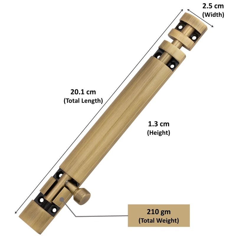 ATOM 2 Pack, 8 inch Aluminium Tower Bolt | Brass Antique Finish | Home and Offices Doors and Windows Tower Bolt, TB002 - Image 3