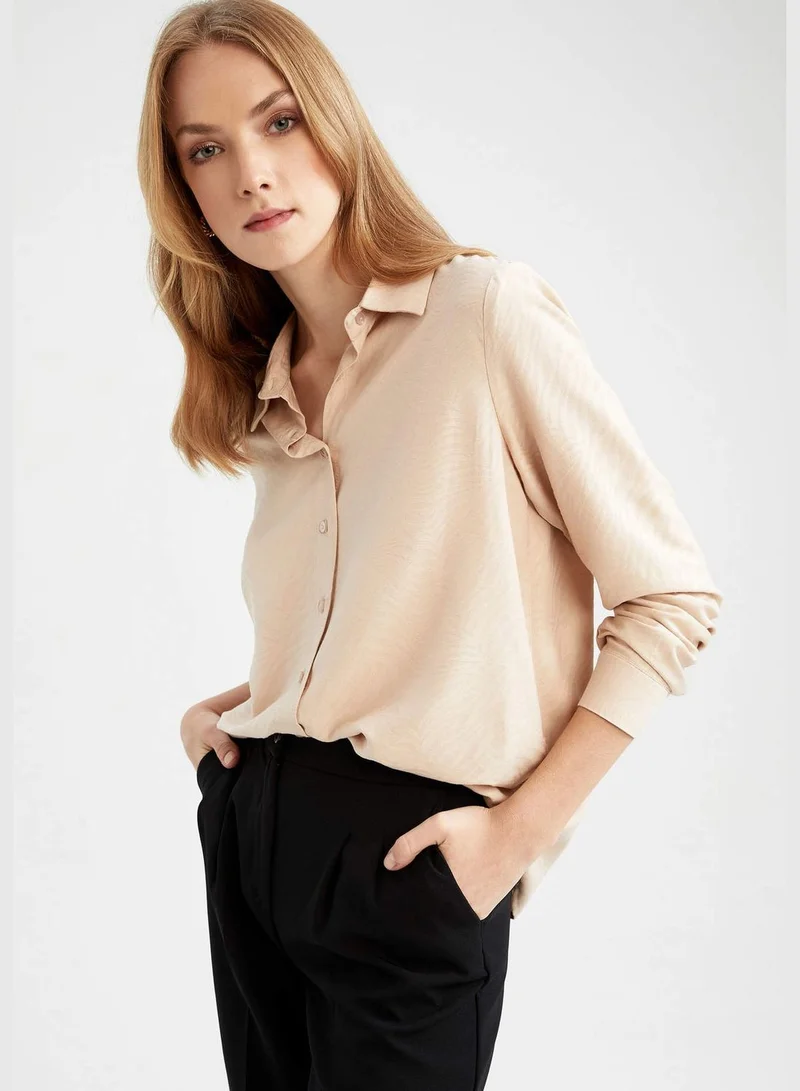 DeFacto Regular Fit V Neck Long Sleeve Shirt