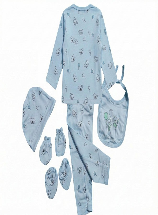 Ess Cubes Enterprise Baby Boys Baby Girls Casual Shirt Pajama Mitten Gloves Socks Cap Newborn Product Hospital Shower Gift Set Hamper Dress Combo Clothing Kit Infants Babies wear Full sleeves (Light Blue/, 0-3 Months/) - Image 2