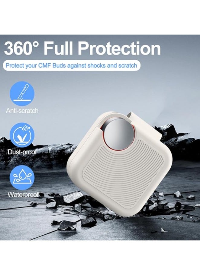 Generic Silicone Protective  Case Cover for Nothing CMF buds with Keychain Cover (White)  - Image 3
