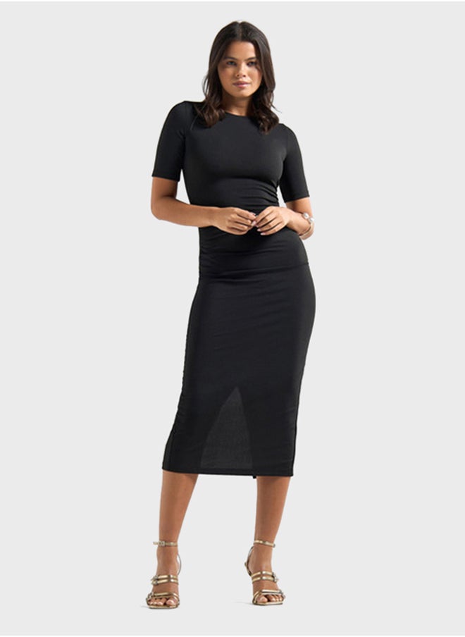 FAV - Textured High Neck Bodycon Dress - Image 1