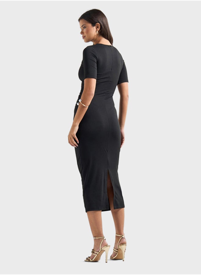 FAV - Textured High Neck Bodycon Dress - Image 1
