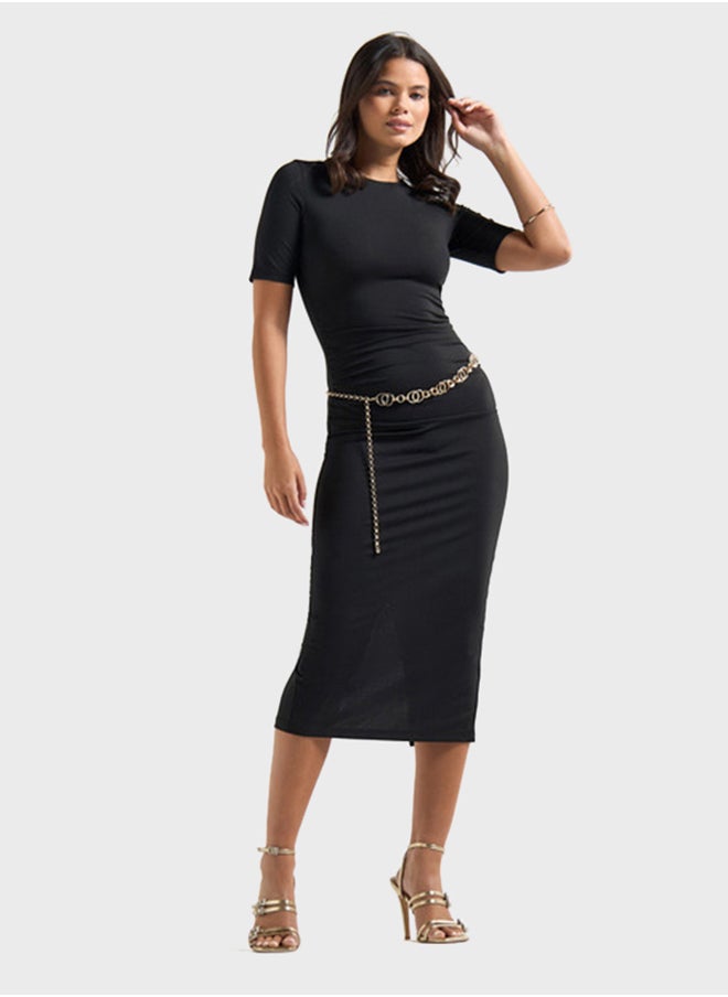 FAV - Textured High Neck Bodycon Dress - Image 1