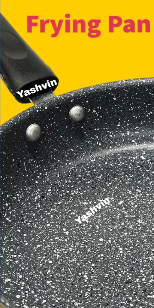 Yashvin Frying Pan NonStick 2Way Fry Pan with Induction Bottom with Granite Finish Omlette Pan Non Stick Egg Pan Induction Gas Fry Pan Fish Pan JY142 - Image 2