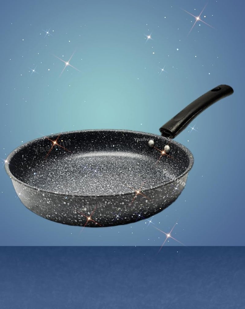 Yashvin Frying Pan NonStick 2Way Fry Pan with Induction Bottom with Granite Finish Omlette Pan Non Stick Egg Pan Induction Gas Fry Pan Fish Pan JY142 - Image 1