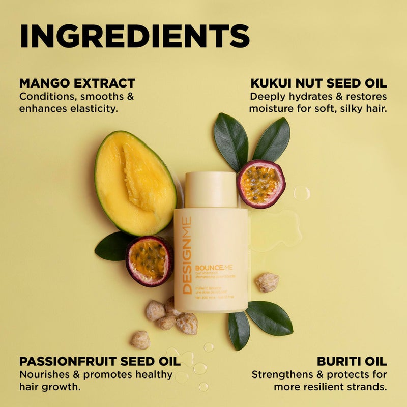 Design.Me BOUNCE.ME Shampoo | Curl-Defining, Anti-Frizz Formula for All Curl Types| Nourishing with Kukui Nut Seed and Buriti Oil | Boost Shine, Moisturizes Hair - Image 3