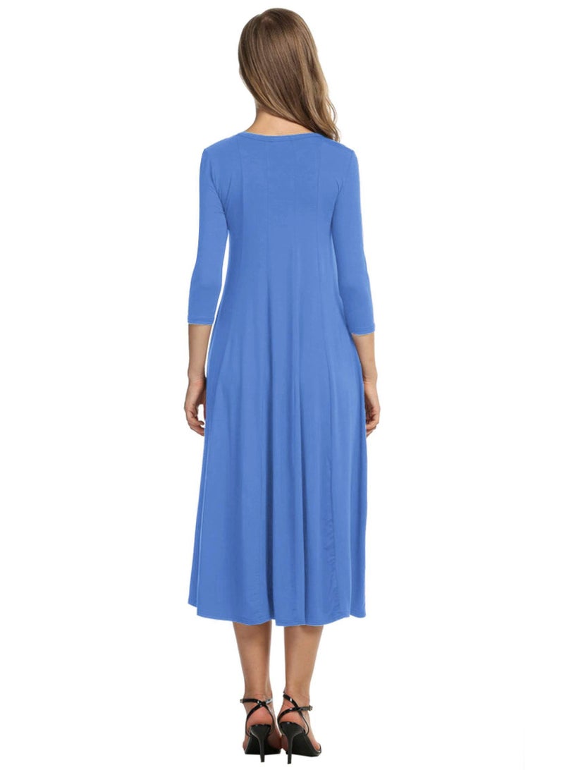 NIBEMINENT Women's 3/4 Sleeve A-line and Flare Midi Long Dress - Image 2