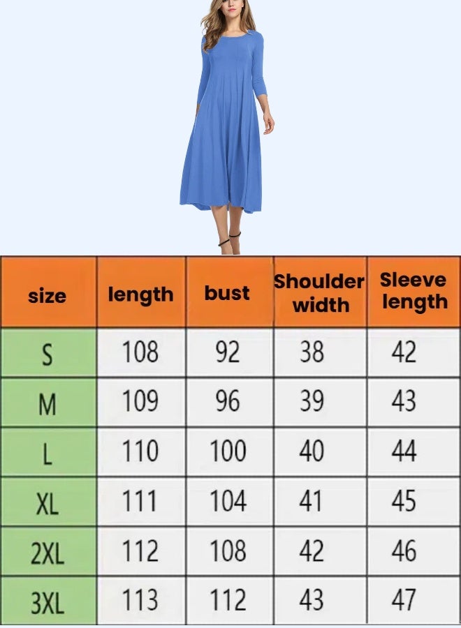 NIBEMINENT Women's 3/4 Sleeve A-line and Flare Midi Long Dress - Image 5